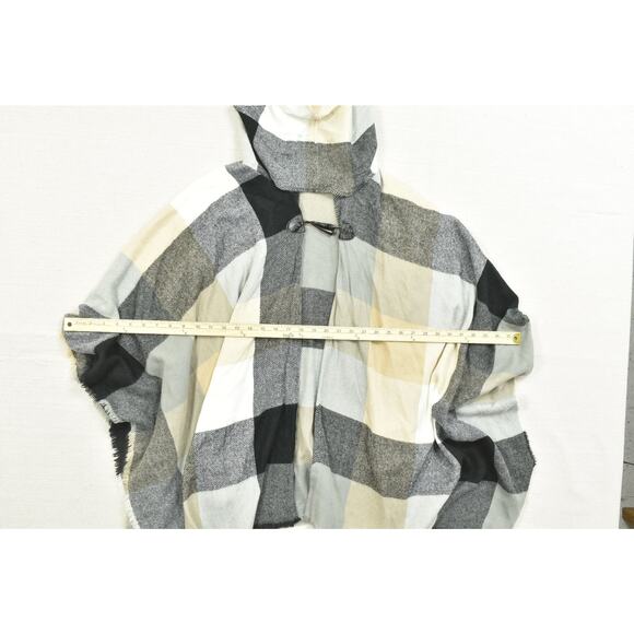 Lane Bryant Women's Plus Size One Size Plaid Hooded Poncho Cape Sweater - Picture 4 of 8